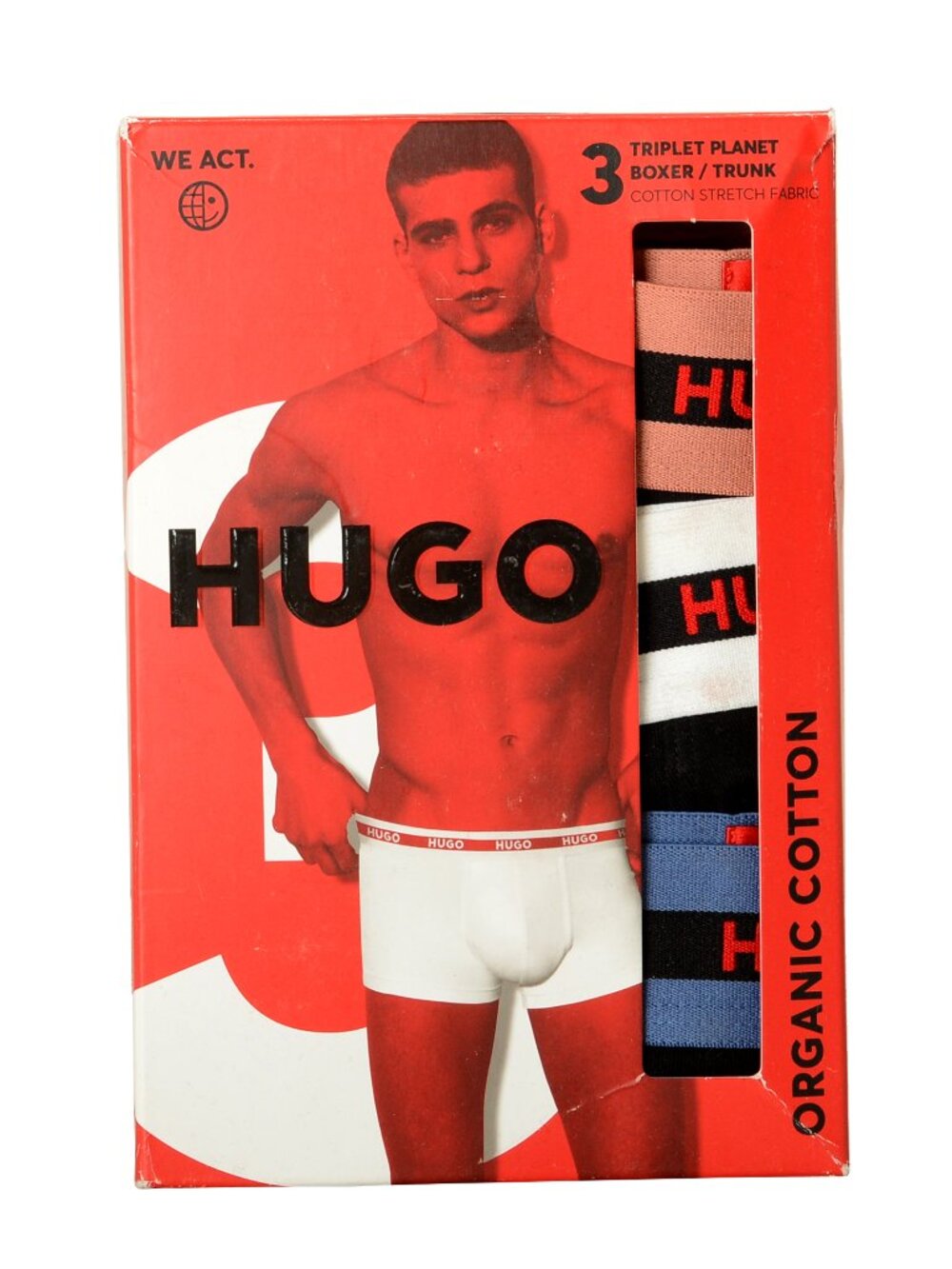 Hugo Boss Men's "PLANET" Logo Strap 3 Pack Boxer Trunk Underwear US S IT 48